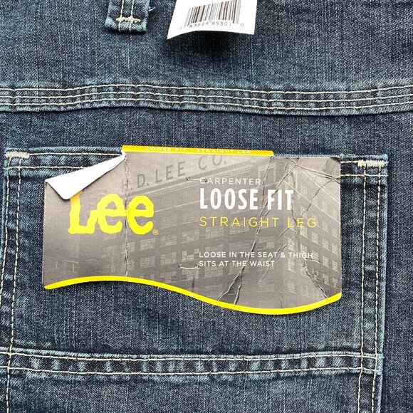 LEE Carpenter Loose Fit Jeans Mens 42x34 Blue Dark Wash Denim Casual NEW NWT - Picture 6 of 10